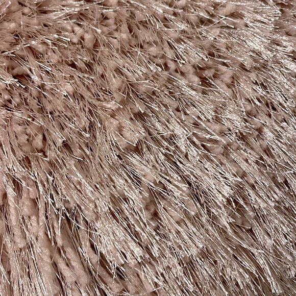 Fluffy Pink and Glitter String Square Throw Pillow - Picture 4 of 4